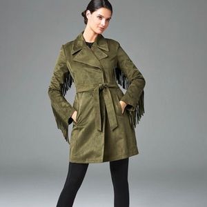 Karl Lagerfeld Olive Suede Fringe Jacket Size S